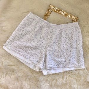 Just Be | White Lace Boho Cotton Stretchy Shorts